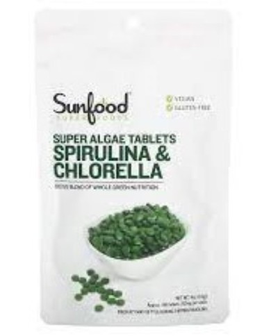 Super Algae Tabs Spirulina And Chlorella 250mg 456tab Sunfood