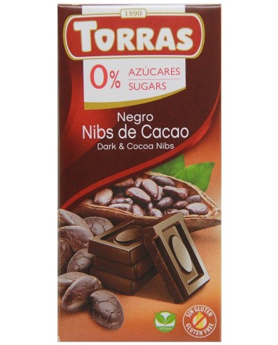 Chocolate Bar Dark With Cocoa Nibs 75g Torras