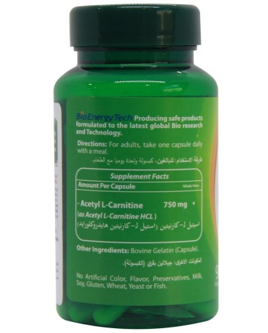 Acetyl L-Carnitine 750mg 90 Capsules Bio Energy