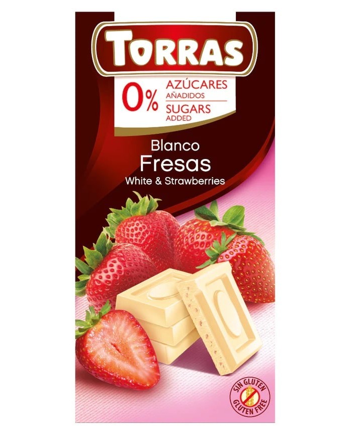 Chocolate Bar White With Strawberries 75g Torras